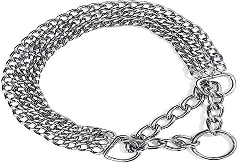 TRIXIE Zug-Stopp-Kettenhalsband Größe L–XL: Halsumfang 55 cm/2,5 mm in silber - stabiles Kettenhalsband 3-reihig für große bis sehr große Hunde, verchromt, leicht zu reinigen, 2267