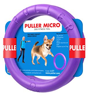 Collar Puller Micro Giocattolo interattivo Composto da 2 Anelli per Cane, Viola
