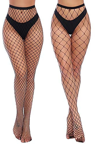 Charmnight Womens High Waist Tights Fishnet Stockings Thigh High Pantyhose 2 Pair(1)
