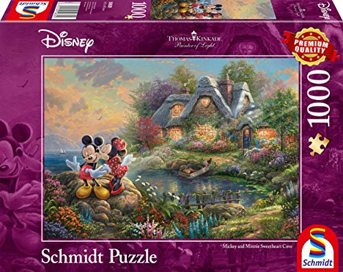 Schmidt Spiele 59639 Thomas Kinkade, Disney, Sweethearts Mickey & Minnie, 1000 Teile Puzzle