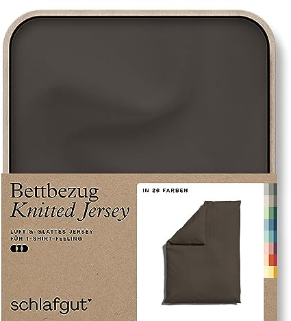 schlafgut Knitted Jersey Bettwäsche 135x200cm Bettdecke Bezug einzeln, Multicolor Uni, weich und faltenfrei mit Elasthan (Sand Deep, 135-140x200)