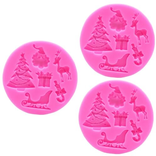 MAGICLULU 3pcs Silicone Santa Claus Christmas Tree Molds Christmas Fondant Molds DIY Cake Decorations