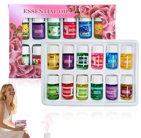Aceites Para Aromaterapia | Juego De 12 Unidades De Esencias Aromáticas Solubles En Agua - Naturales Solubles En Agua Esencias Para Humidificador 3ml Ambientador De Aire Duradero Para Habitación Y