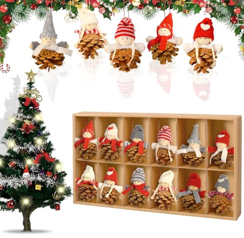 12Pcs Christmas Decoration Angel Pendants, Fairy Figure Pendants Christmas Tree Hanging Ornaments, Xmas Handmade Crafts Angel Pendant for Xmas Holiday Party Decor Birthday Ornaments