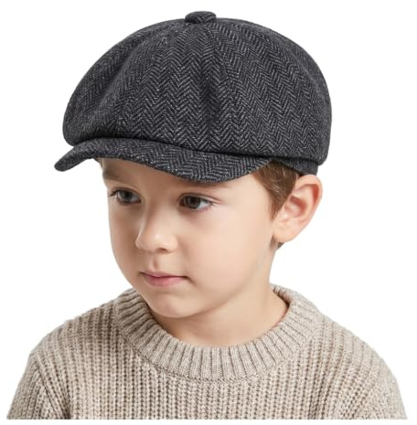 YAMEE Cappello Basco per Bambino in Lana Mista Caldo,Ragazzo Berretto Baschi Vintage Traspirante,Coppola Bambino Elegante,Anti-UV,per Autunno e Primavera