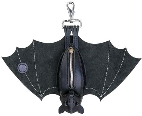 Bat Purse, Leather Bat Coin Purse, Bat Bag, Stylish Black Wallet, Compact Design, Durable Material, Unique Bat Shape