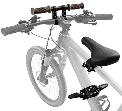 Asiento infantil para bicicleta de montaña, asiento delantero para niños de 2 a 6 años, asiento de bicicleta infantil delantero con reposabrazos y pedales antideslizantes, asiento de bicicleta