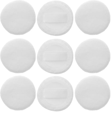 ifundom Borlas de Maquillaje de Terciopelo Blanco 12 Piezas, Discos Redondos de Algodón 45 Mm para Polvo Suelto y Compacto, Herramienta Cosmética y Flexible para Mujer y Niñas