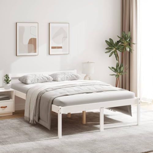 Mokuyary Letto per anziani, senza materasso, 120 x 200 cm, in legno di pino massiccio, con supporto a doghe, montaggio facile per camera da letto, adulti