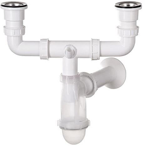 plumbing4home Badezimmer Küche Doppel-Flasche abfließen Abfalleimer mit transparenten Körper + Waschmaschine Eingang