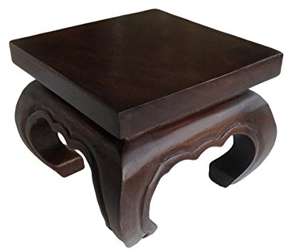 Collumino Asian Oriental Solid Wood 25cm Square Table ~ Coffee Table ~ Side Table (Dark Chocolate Brown)
