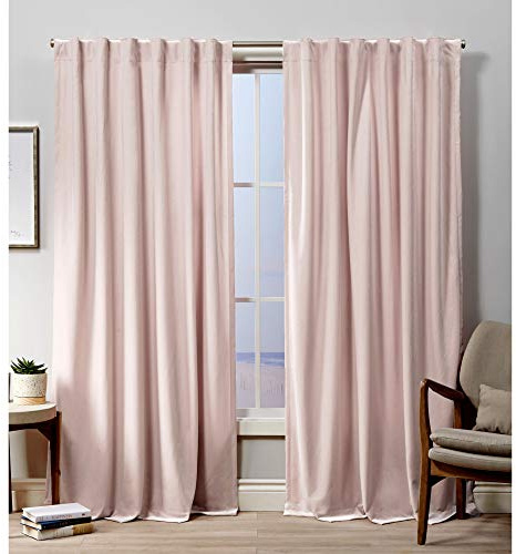 Exclusive Home Curtains Velvet Hidden Tab Top Curtain Panel, 52x108, Blush, 2 Panels