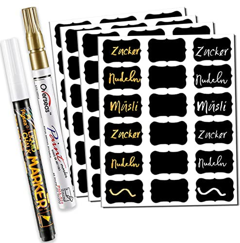 DZSEE Tafelaufkleber, Etiketten Selbstklebend Wiederverwendbar, Ablösbare Etiketten für Flaschen, Etiketten Küche für Deko Glasflaschen, Gewürzgläser, Marmeladenglas. Patent 008542377-0001