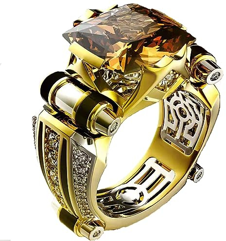 BMDHA Selbstverteidigung Ringe,Schlagring Galvanisierter Diamantring Diamantring, Aus Edelstahl Schmuck Im Retro-Stil Kreativer Dominanter Ring,Herren- Und Damenaccessoires