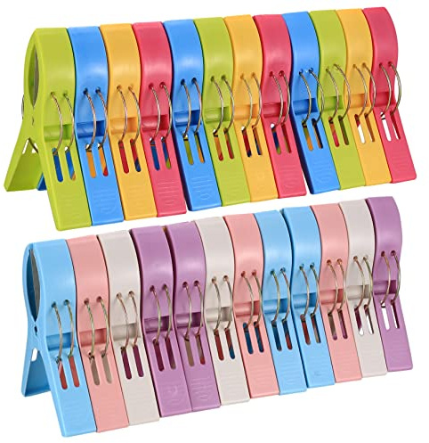 24 Piezas Playa Toalla Clips Grandes, Pinza de la Ropa, Pinzas de Plástico Fuerte Resistentes al Viento, Fuerte Clips Plástico para la Ropa Pesada Lavarse
