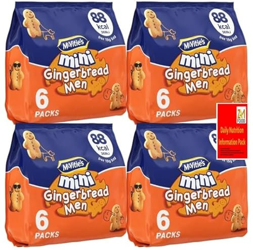 Mcvities Multipack Mini Gingerbread Men Biscuits 19g x 24 bags, Christmas Snack Treat By Zamfoods, Lunch box kids lover