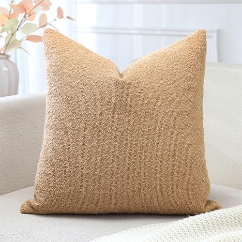 Artscope 1er Set Boucle-Kissenbezügen Einfarbig Wurfkissenbezug Moderne Dekokissen Kissenhülle Set Kissen Fall für Sofa Auto Schlafzimmer Zuhause Dekor 40x40cm, Braun