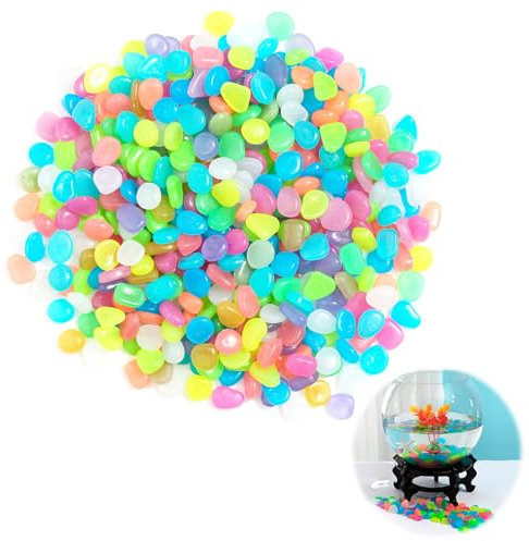 300 Pezzi Pietre Luminose colore, Decorative Luminosi, Ciottoli Fluorescenti Incandescente Ciottoli, Applicabile a Giardino Sentieri Acquario, Crea un'atmosfera romantica