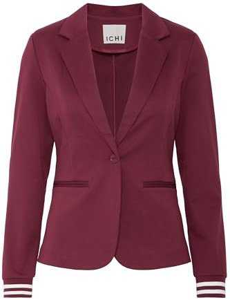 ICHI IXKate, blazer da donna con colletto a risvolto, polsini a coste, tasche leggermente elastiche, vestibilità regolare, Port Royale (191627), M