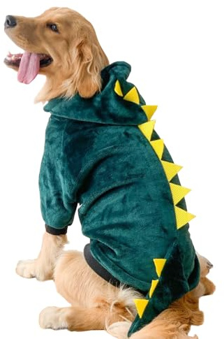 JACKANNA - Costume per cani - Felpa con cappuccio - Tigre divertente - Costume di Halloween - Caldo - Dinosauro, taglia 4XL