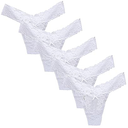 Seamless Knickers for Women Women Underwear Panties for Women Sexy Briefs for Women Lace Panties Seamless Thongs for Women 5-Pack Sexy Transparent Lace Hollow Low Waist Thong T-Pants