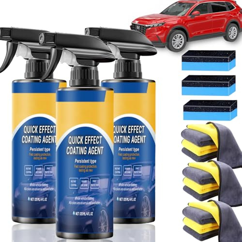 Quick Effect Coating Agent, Spray Céramique Voiture, Spray Plastiques Intérieurs Finition, Protection de Revêtement Voiture Coating Spray avec Chiffon Microfibre (3 Pièces)