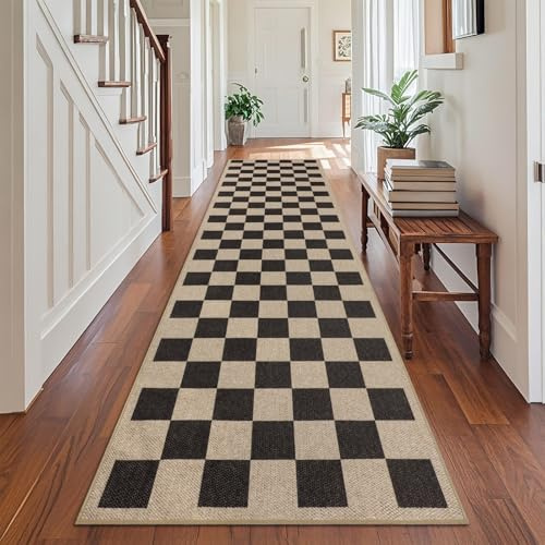 TUKDAK Vävmatta, löpare, hall, halkfri, 80 x 300 cm, tvättbar köksmatta, halllöpare modern, mattlöpare, kökslöpare, hallmatta, hallmatta för kök, entré, vardagsrum, korridor