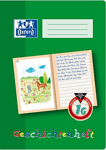Oxford 100050091 Geschichtenheft, Lineatur 1G, 16 Blatt, Grün, 10 Stück, A4