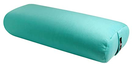 Hugger Mugger Standard Yoga Bolster - Aqua - Firm Core with a Soft Surface, Rectangular Shape, Restorative Yoga, Handmade in the USA