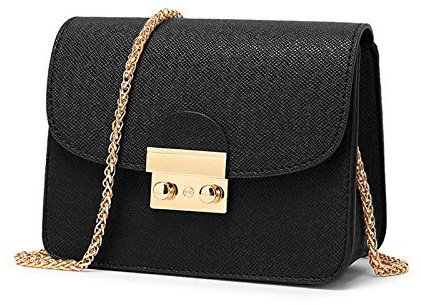 VINBAGGE Sac à Bandoulière Femme RFID Anti-Vol, Petit Sac à Main en Cuir PU Texturé, Mini Sac pour Femme Élégant à Chaîne Dorée, Compact et Sécurisé pour Quotidien Fête Soirées