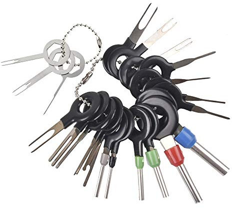 QISF 21 Pcs Auto Terminals Removal Tool Set,Car Electrical Wiring Crimp Connector Pin Extractor Kit for Car Repair