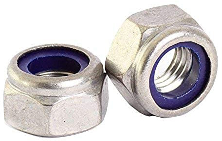 Merriway BH06812 (10 Pcs) Self Locking Nuts with Blue Nylon Inserts BZP M10 - Pack of 10 Pieces