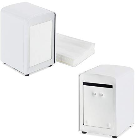 Distributeur de serviettes, en lot de 2, table, rétro, restaurant, support porte-serviette HxLxP : 15x9,5x11 cm, blanc