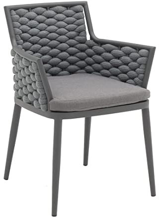 OUTLIV. Leon Diningsessel aus Aluminium/Rope/Olefin in Anthrazit/Grau, Gartensessel für Ihren Garten oder Balkon