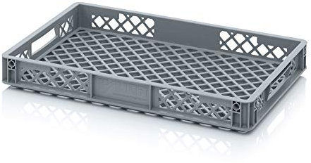 Auer Euro Contenedor perforado EO 64/75 caja de panadería 60 x 40 x 7,5 cm caja de almacenamiento y transporte apilable Eurobox cesta de alimentos cesta panadero de plástico PE HD apto para alimentos