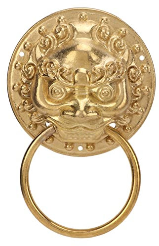 Antiker Türklopfer, Chinesischer Stil Tierkopf Holztürgriff Einfache Installation Messing Pull Ring Hof Tor Hardware Zubehör