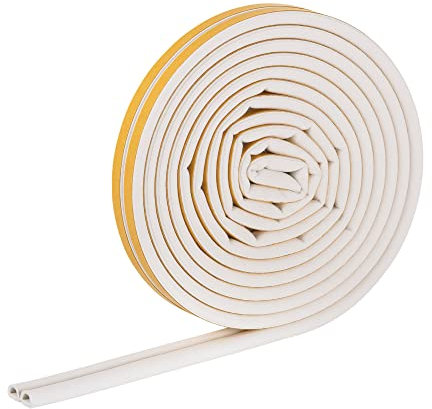 HELPMATE – Dichtungsband selbstklebend für Fenster & Türen – Fensterdichtung/Türdichtung zum Isolieren von Spalten mit 3 bis 5,5 mm Breite – Dichtband 9 x 6 mm (D-Profil | 18 Meter | Weiß)