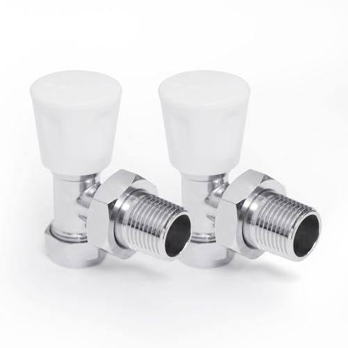Vancoco Radiator Valve (Pair) - Angled Brass Radiator Valves with Lockshield Suit for Towel Radiators 1/2 /15mm Standard Thread