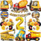 Yskmefun Bagger Kindergeburtstag Deko - 2 Jahre, Baustelle Party Dekoration mit Luftballons