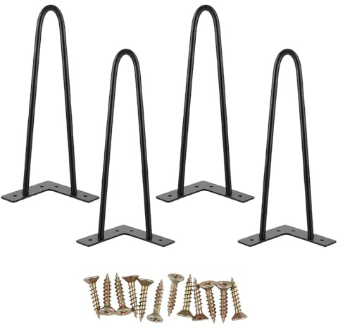 VIDETOL 4 patas de mesa de metal, patas de 30 cm, patas de mesa de horquilla, patas de armario, patas de metal, patas de mesa de centro con tornillos, patas para muebles, color negro para armario