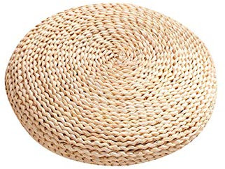 magisdeal Natürliches Stroh Bodenkissen Boho, Tatami Handgewebtes Bodenkissen Sitzpouf, Bodenmatte für Yoga, Wohnzimmer,Rattan Sitzkissen, Schlafzimmer, Balkon, Zen, Patio, 40x40x10cm