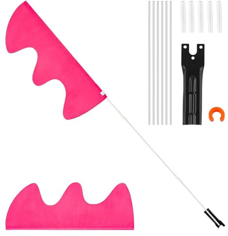 Luckwaii Fahrradwimpel Kinder Fahrrad Wimpel, Sicherheitswimpel mit Stab Wimpelstange Verstellbare Kinderfahrradfahne Wellenfahne Für Kinderfahrrad Scooter Reiten Im Freien 180cm, Rosa