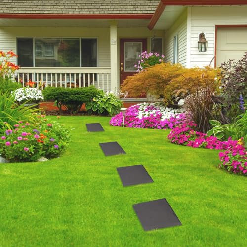 SENECESLI Trittsteine ​​für den Außenbereich, für Gehwege Im Garten, Trittsteine ​​mit Erdspießen, Wetterfester Kunstharz-Gartendekor-Trittstein für Rasen- und Hofdekorationen, 4er-Set