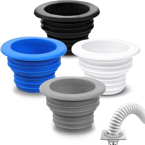 GGUFAY 4 Bouchons Anti - Odeur de Haute Qualité pour Machine à Laver, Parfaits en Tant que Bouchons Vidange et Bouchons pour Machine à Laver (Blanc, Noir, Gris et Bleu Profond)