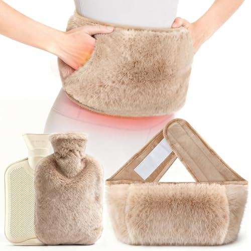 Cintura per Borsa dell'acqua calda 130 cm extra lunga Cintura termica premium con rivestimento morbido per schiena, collo, addome morbida Cintura per bottiglia di acqua calda (BS 1970:2012)