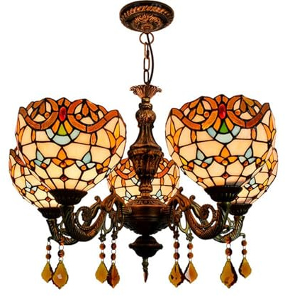 Lampadario in Vetro Colorato con Tinascola, Decorazioni in Stile Luce A Soffitto Barocco da 8 Pollici Cristallino per La Sala da Pranzo Soggiorno