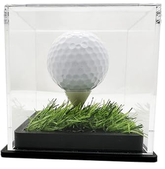 HH-GOLF Clear Acrylic Golf Ball Display Case, Golf Ball Showcase for hole in one ball, Transparent Single Golf Ball Display Case with Grass Base (Golf Ball Display)