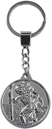 Porte Clé Saint Christophe Rond, Argent, 35x3.5 mm