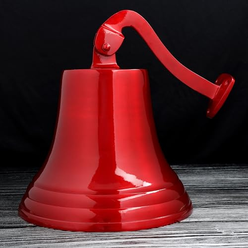 Nagina International Navy's Nautical Ship's Aluminum Cast Premium Bell | Nursery Decor Gifts (Red, 11 Inches)