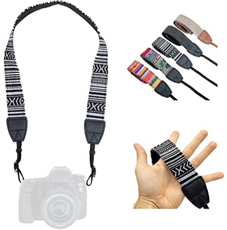 LENS-AID Kameragurt aus Leinen – Leichter Schulter- oder Nackengurt für DSLR, DSLM & analoge Kameras – Retro Design, breit & bequem – Universell passend, verstellbar & sicher